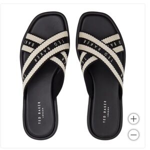 Ted BakerAshley Black and Cream Slide Sandals size 8 NWT